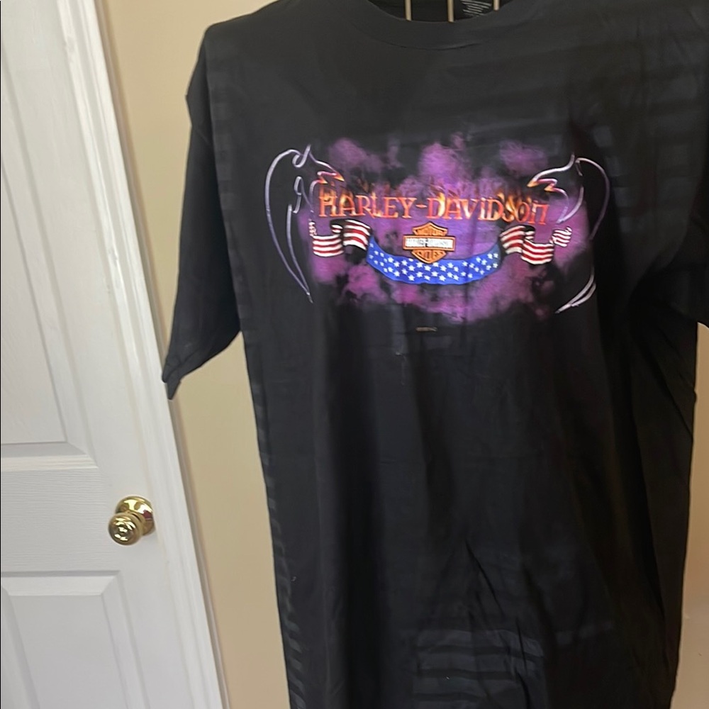 Harley-Davidson Black and Purple Cosmic Short Sleeve Tee